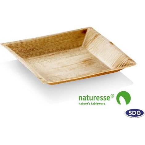 Assiette Carrée Feuille de Palmier 18x18 cm - SDG Lot de 100