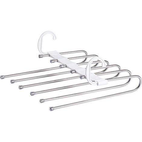 Porte-pantalons pliable blanc, multifonctionnel, à plusieurs niveaux. (1/5)