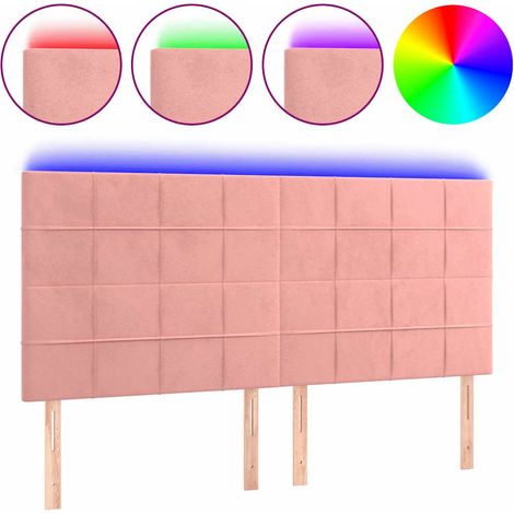 Maison Exclusive - Cabecero con luces LED terciopelo rosa 160x5x1 (1/5)