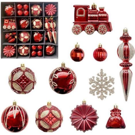 Boule De Noel - Incassable - Diametre 60 Mm - Rouge - Pour Sapin De Noel Fete Mariage Decoration Interieur Extérieur - Lot De 21 (1/5)