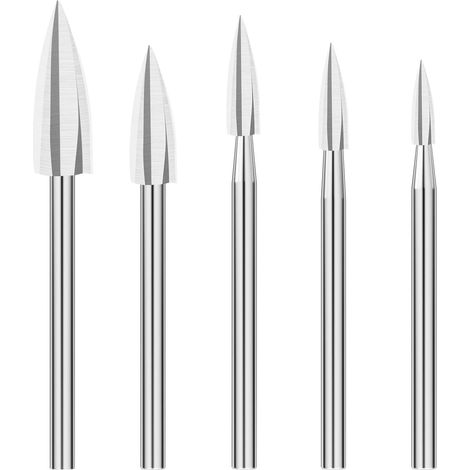 5 Pièces Outils Sculpture Bois Conique, Wood Carving Drill Bits Set, Accessoires Sculpture Sur Bois pour Outil Rotatif, Mèches en Acier Rapide, pour Polissage, Gravure, Ponçage, Perçage (1/5)