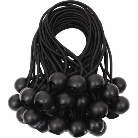 Tendeur de bâche Tendeurs à boule tendeur élastique tendeur en caoutchouc pour bannière, bâche, pavillon, tente, rideaux Harnais d’extension, support de bâche Blanc, 15cm (Noir, 40pcs) (1/5)
