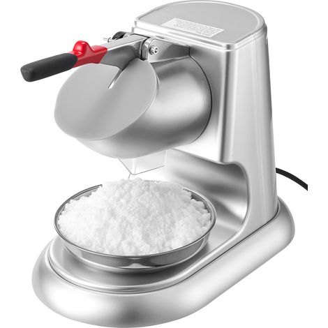 Mophorn Macchina per Tritare Ghiaccio 100 kg/h, Dispositivo Elettrico per Granita con 4 Lame, Tritaghiaccio Efficiente in Acciaio Inossidabile con Ciotola e Coperchio 300 W 2000 giri/min Argento