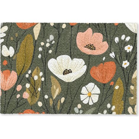 PAILLASSON Fleurs - Illustration - Vert 60x40 cm (1/5)