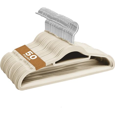 Lot de 50 cintres en Velours antidérapant pour vêtements, cintres Peu encombrants pour Adultes avec Organisateur de Cravates et Crochets pivotants, cintres de Rangement pour Garde-Robe (1/5)