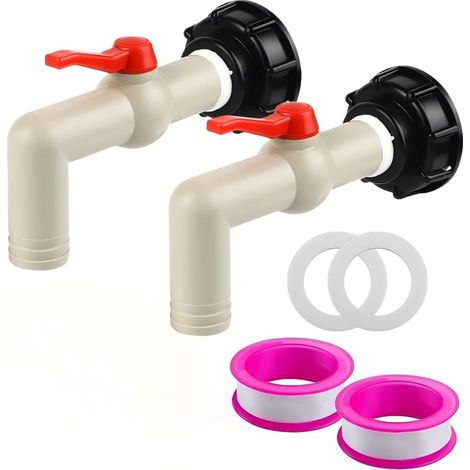 2 Pièces Robinet Cuve IBC, Adaptateur de Réservoir, Robinet de Vidange S60 x 6, Robinet D'écoulement à Bille IBC pour Réservoirs d'eau, Barils de Pluie, Réservoirs IBC (DN40/50) (32 mm) (1/5)