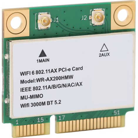 Carte réseau sans fil double bande 2,4 GHz/5 GHz 2974M WiFi6 MU MIMO avec technologie multithread et mini PCIe pour ordinateur portable