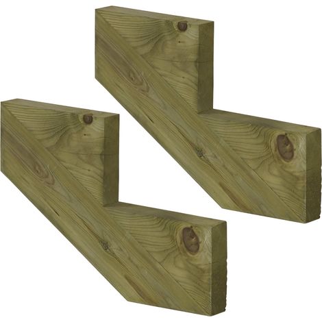 2er Set Treppenwange 2 Stufen aus KDI Holz für Gartentreppen-Höhe 34cm