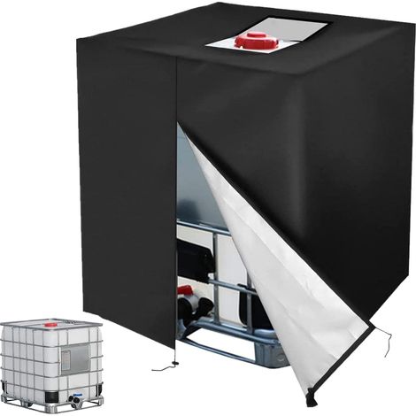 BRICOOMARKET Bache pour Cuve 1000 l, Bâche de Protection Solaire pour réservoir d'eau de Pluie IBC, Anti-poussière Anti-UV, Housse de Protection, bâche de Protection, (116 x 100 x 120 cm) (1/5)