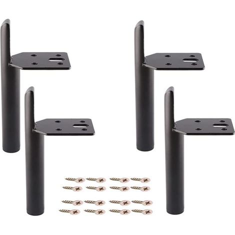 4 Pcs Pieds de Meuble Moderne Pieds de Armoire de Rechange Pieds pour Table Lit avec Vis Noir - 20cm