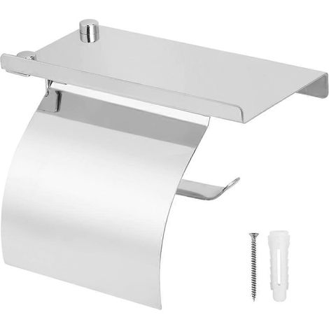 Wandmontierter Toilettenpapierhalter aus Edelstahl, Ablage für Handys, Toilettenpapierspenderständer fürs Badezimmer (1/5)