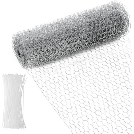 Grillage de lapin galvanisé,0.4 x 12m Grillage pour lapin,Galvanisé Grillage à Poule,Treillis métallique à mailles fines, Adaptée à la clôture d'élevage Volailles et à la décoration de la Maison (1/5)