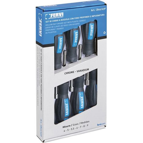 Set mit 7 Steckschlusseln mit 4-9 mm Griff Fervi cb02/11p