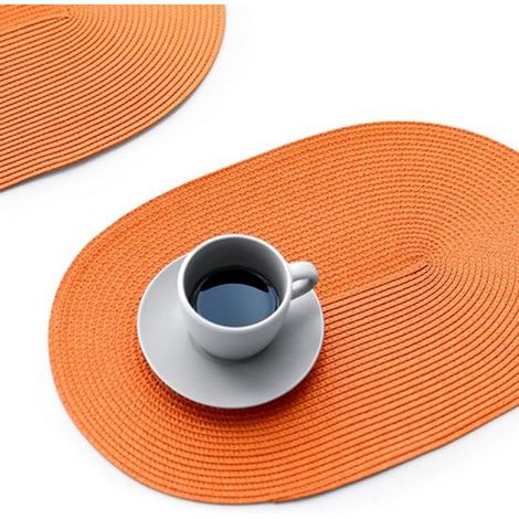 Quatre sets de table ovales - sets de table - Set de table orange (1/5)