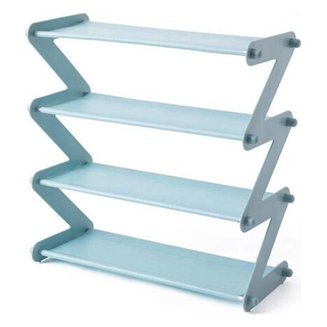 Non Tissé Acier Inoxydable Pliable Chaussure Rack, Tablettes Organisateur de Stockage, Multi Couche Assemblé Support, Salle à Manger Chambre D'Entrée Étagère Rangement - Bleu (1/5)