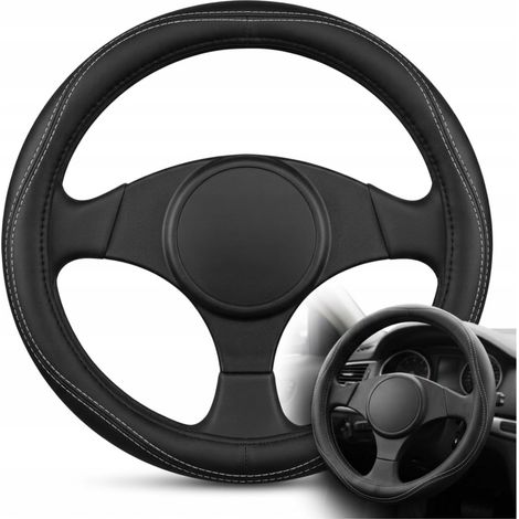 Coprivolante universale in ecopelle nera per auto, 37-39 cm, colore nero. (1/5)