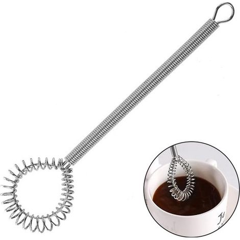 Frusta a spirale, frusta a molla, frusta in acciaio inox, frusta da miscelazione con meccanismo a molla, frusta per cocktail, appendibile, facile da impugnare, miscelazione uniforme per la casa, costr (1/5)