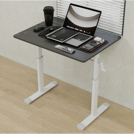 Bureau réglable en hauteur manuel métal bois gris OKMYHOME (1/5)