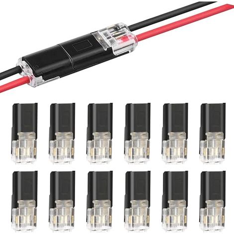 Connecteur à double fil avec boucle de verrouillage, 12 pièces, connecteur de fil électrique 2 broches, connecteur à épissure rapide, connecteurs de câble pour câble 18-22 AWG (1/5)
