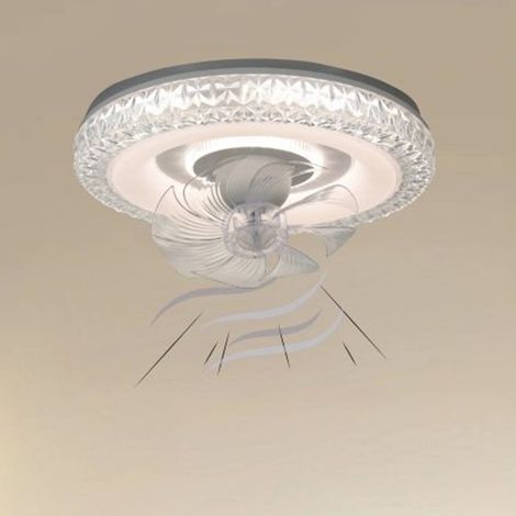 TrAdE Shop Traesio - Plafoniera Soffitto Tonda Cristalli Ventola Lampada Ventilatore Luce 3200k-6500k 33238 - (1/4)