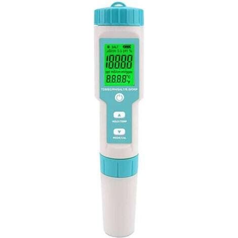 [NEVER USED] Pool Salinity Tester 5 in 1 Digital Salt Water pH and Salinity Meter Pool pH and Salinity Tester Salinity Meter for Swimming Pool, Hot Tub and Swim Spa