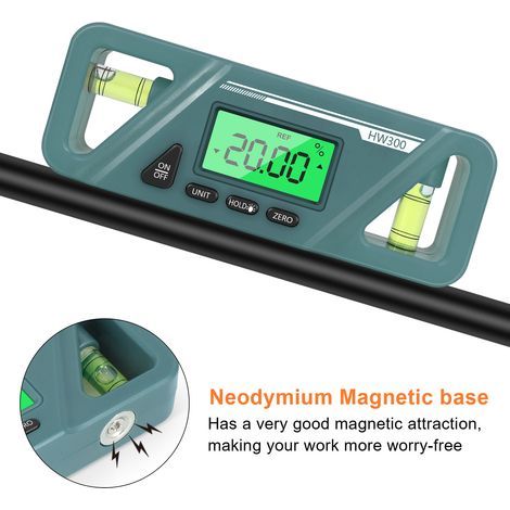 Magnetischer digitaler Winkelmesser, absolute und relative Messung, Neigungsumrechnungs-Neigungsmesser, Mehrzweck-Neigungsmesser, LCD-Bildschirm mit Hintergrundbeleuchtung (1/5)