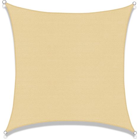 MINKUROW Toldo Vela Cuadrado 3.6x3.6m Tela de Sombra Transpirable Protección UV para Patio Jardín, Terraza, Exterior, Balcón, Jane Sand (1/5)