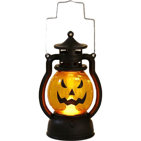 Lanterne citrouille d'Halloween avec LED à effet flamme, lampe suspendue d'extérieur, lanterne décorative de Noël (1/5)