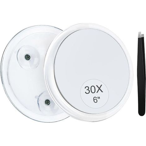Miroir grossissant MIYADIVA x30 à ventouse pour une fixation facile, idéal comme miroir de maquillage ou miroir de douche adhésif pour l'épilation des sourcils (15 cm). (1/5)