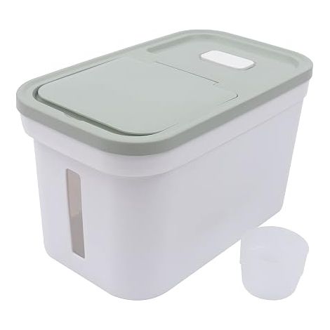 Boîte de rangement pour riz avec couvercle et récipient à riz en plastique de 10 kg – Boîtes de conservation avec gobelet à riz hermétique – Récipient de conservation et boîtes de conservation (1/5)