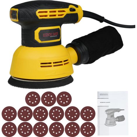 Ponceuse orbitale aléatoire de 5 pouces avec 15 papiers de verre, 12 000 tr/min, 6 vitesses variables, système de collecte de poussière haute performance pour le travail du bois, sac inclus (1/5)