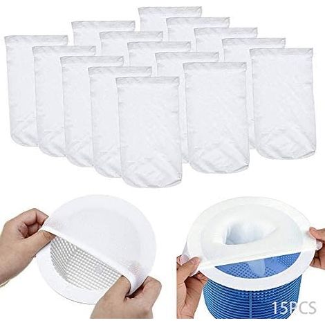 15 Pcs Pool Skimmer Socks, Perfect Filter Protector to protect your filters, Pool Skimmer Filter Net, Skimmer Basket Net, Skimmer Socks Large, Pool Skimmer Socks, Skimmer Net