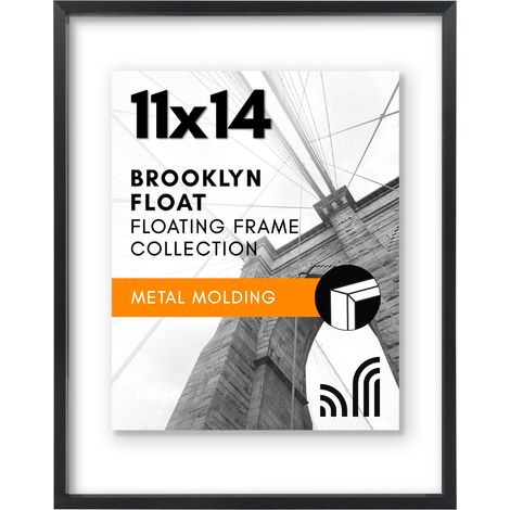 Cadre photo flottant en aluminium noir de 28 x 35,6 cm – À utiliser comme cadre photo de 28 x 35,6 cm ou cadre flottant de 20,3 x 25,4 cm – Cadre photo avec moulage en métal fin (1/5)