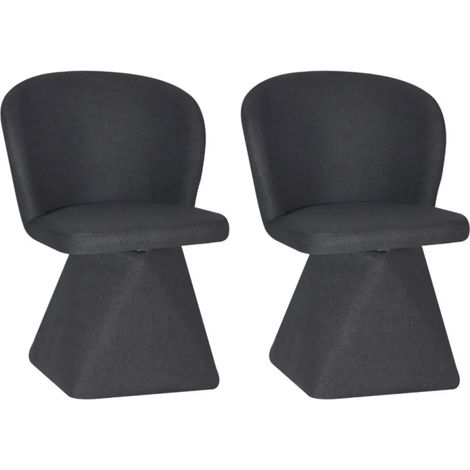 Set 2 Sedie Girevoli in Tessuto Grigio Scuro con Base Piramidale