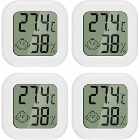 PAIRIER 4 pièces Mini LCD Thermomètre Hygromètre Interieur Termometre Maison Convient pour Les Chambres D'enfants,Les Chambres de Personnes âgées etc