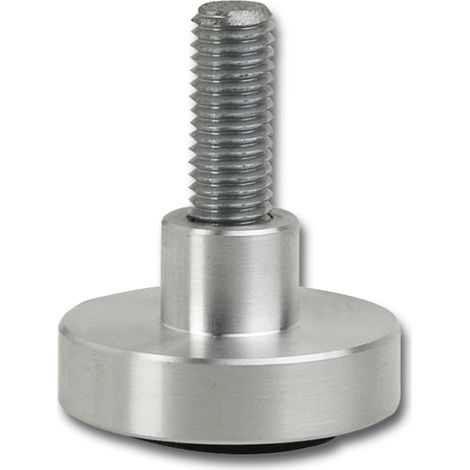 Höhenverstellschraube mit Teller und Gleiter,ø40 M10x25 Aluminium poliert/Stahl