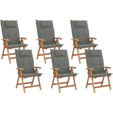 Comodo set di 6 sedie da giardino reclinabili Cuscino Grigio Grafite Java