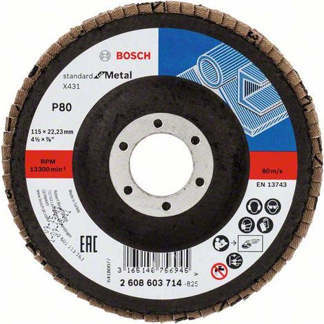 Bosch Fächerschleifscheibe X431 Standard for Metal gerade 115 mm 80 Glasgewebe - 2608603714 (1/5)