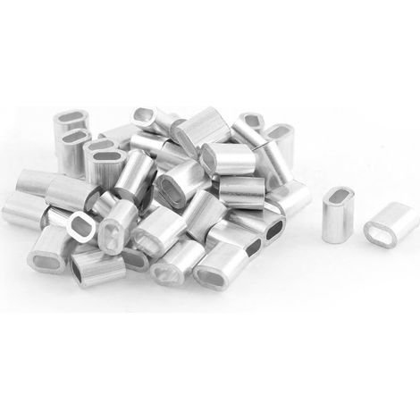 Pinces ovales en aluminium pour presse à fil de 2 mm, argent, 50 pièces (1/2)
