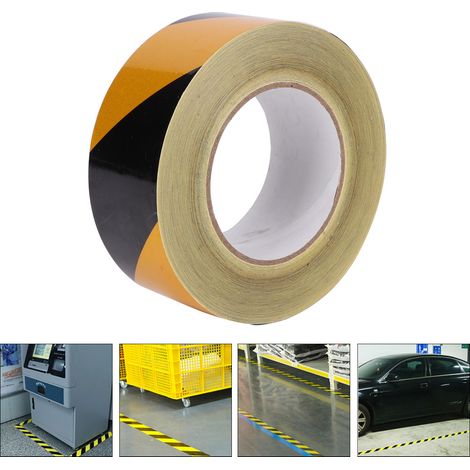 Ruban réfléchissant de sécurité 50 mm x 46 m, noir et jaune, rubans de signalisation auto-adhésifs, accessoires (1/5)