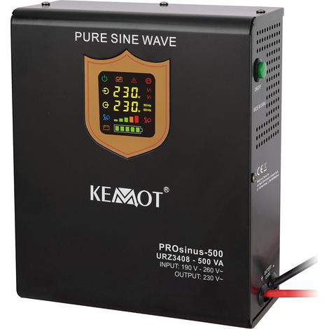 Onduleur mural Kemot PROsinus 500, alimentation de secours 12 V/230 V, 500 VA/300 W