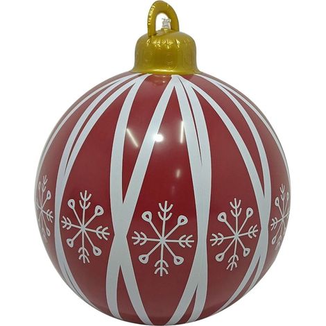 Boule De Noel Gonflable - Pvc Épais 65 X 50 Cm - Décoration Extérieure Jardin Pelouse Porche - Rouge - 1 Pièce (1/5)