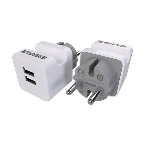 2USB Zwischenstecker easyCharge Plugin EU mit Handyhalter 2er-Set 12 W, 2,4 A