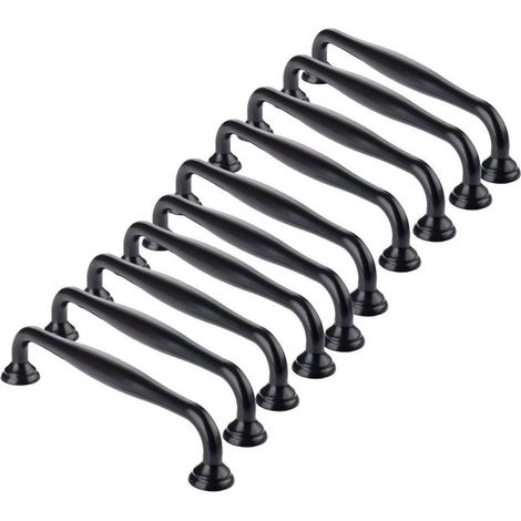 10 schwarze Möbelgriffe – Schwarze Küchenschrankgriffe, Türgriffe, Schubladengriffe, Schlafzimmergriffe, 96 mm Lochabstand, Kleiderschrankgriffe (1/5)
