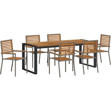 Maison Exclusive - Conjunto de Comedor de Jardín 7 pcs Gris y mar (1/5)