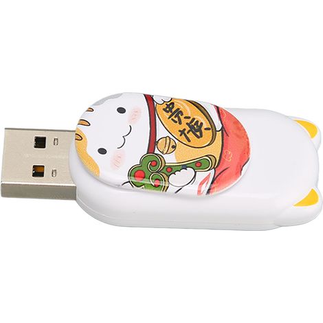 Clé USB portable 128 Go avec fonction de branchement à chaud, motif chat porte-bonheur, idéale pour la voiture, le bureau et la maison (sauvegarde de fichiers et vidéos). (1/5)