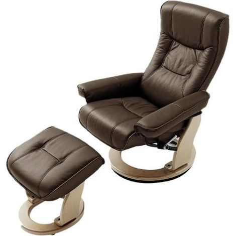 verstellbarer Sessel, verstellbare Rückenlehne, Fußstütze, Leder, 360° drehbar, Wohnzimmer (1/5)