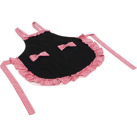 Multifunktionale Küchenschürze mit Fliege, öl-, wasser- und fleckenabweisend, schwarz + rosa (1/5)