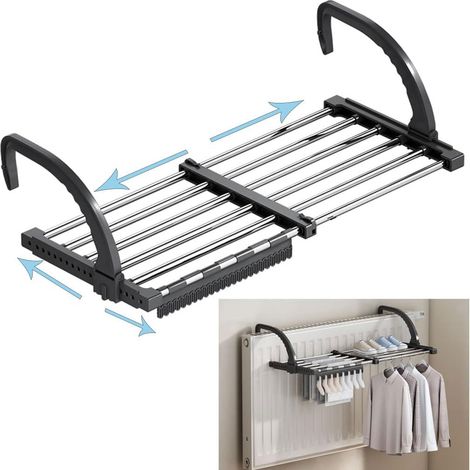 Stendibiancheria per radiatore da 51-90 cm, stendibiancheria estensibile, stendibiancheria multifunzionale per esterni, 6 barre