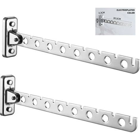 Lot de 2 Etendoir Mural Rabattable en Acier Inoxydable Sechoir (1/4)